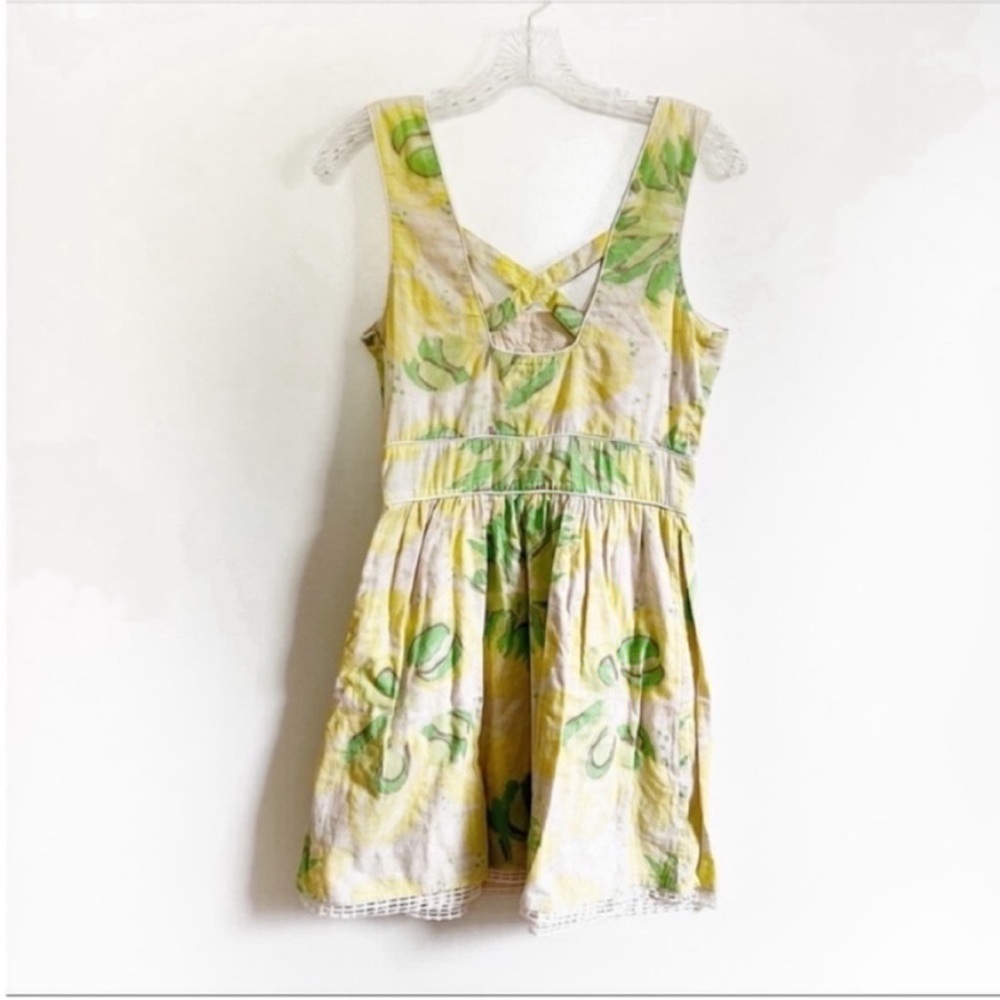 Free People dress yellow green floral vintage mini - Picture 9 of 9